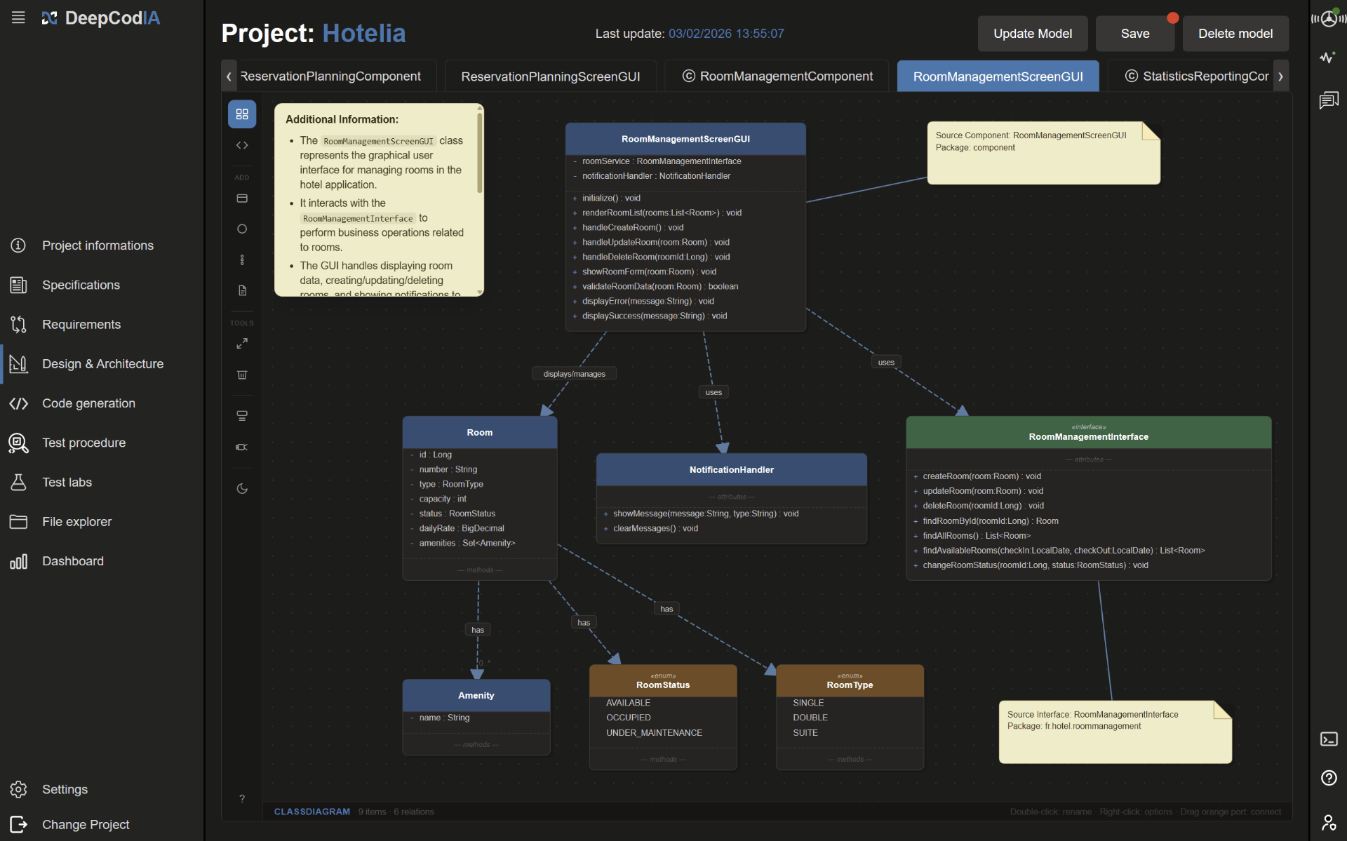 Diagramme UML généré par la plateforme DeepCodIA