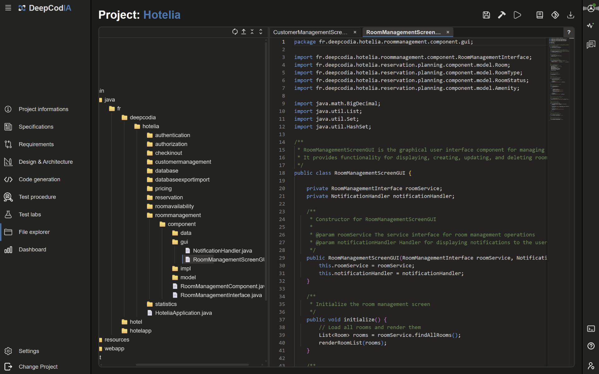 Exploration du code source dans la plateforme DeepCodIA